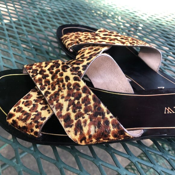 J Crew Leopard Print Cross Strap Sandals Size 7 Leather Slides Flip Flops NOTE - Picture 16 of 16